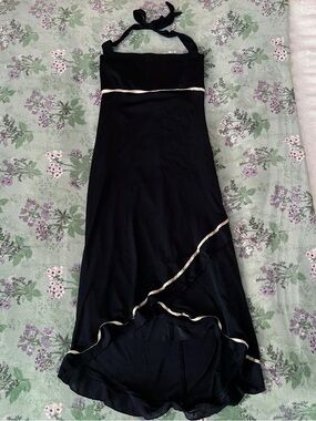 Vintage Ruby Rox Y2K Black Ruffle Halter Midi Fairy Style Dress 🖤🧚‍♂️